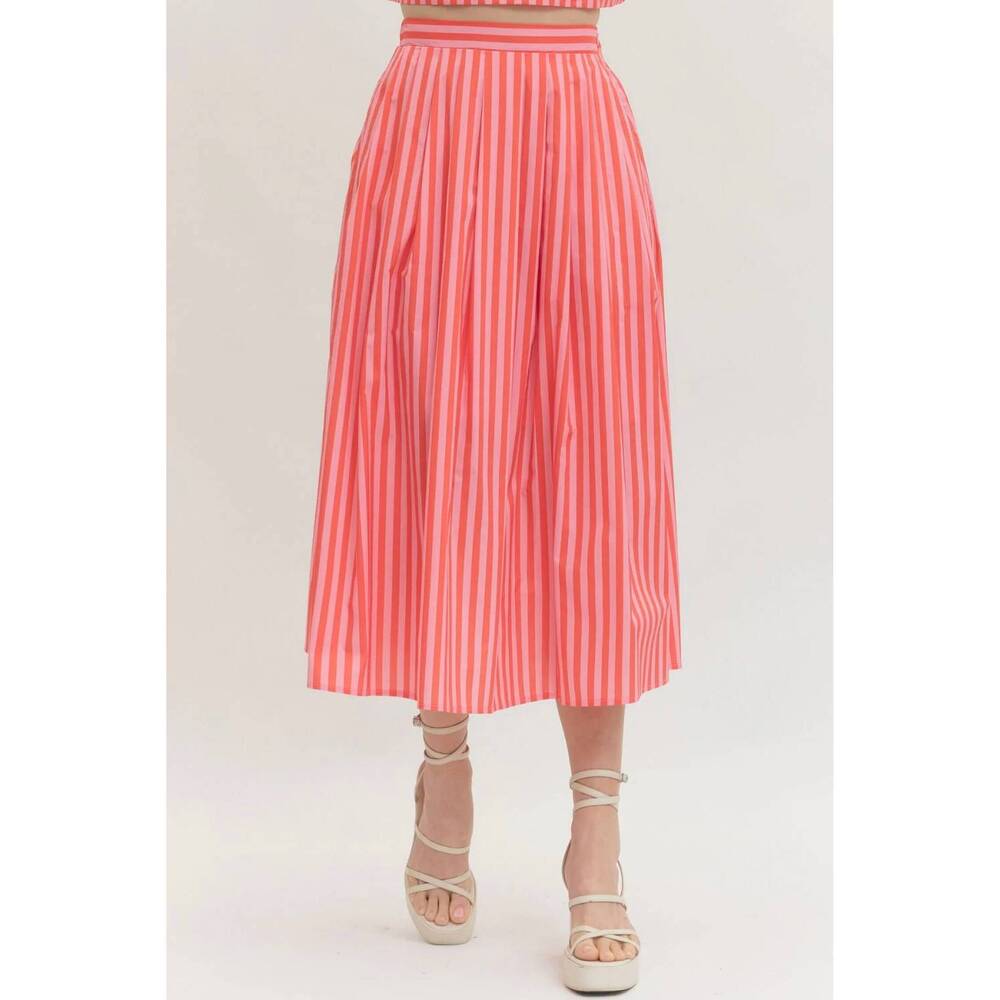NEW ENTRO striped skirt set in orange/pink - Picture 4 of 5